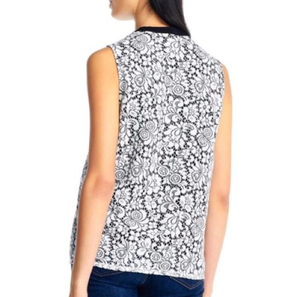 Adrianna Papell Sleeveless Pussycat Bow Tie-Neck Lace Top - Picture 13 of 13